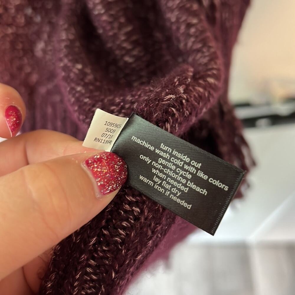 Lane Bryant 22/44 Deep Purple Shimmer Open Fringe Cardigan - Picture 6 of 9